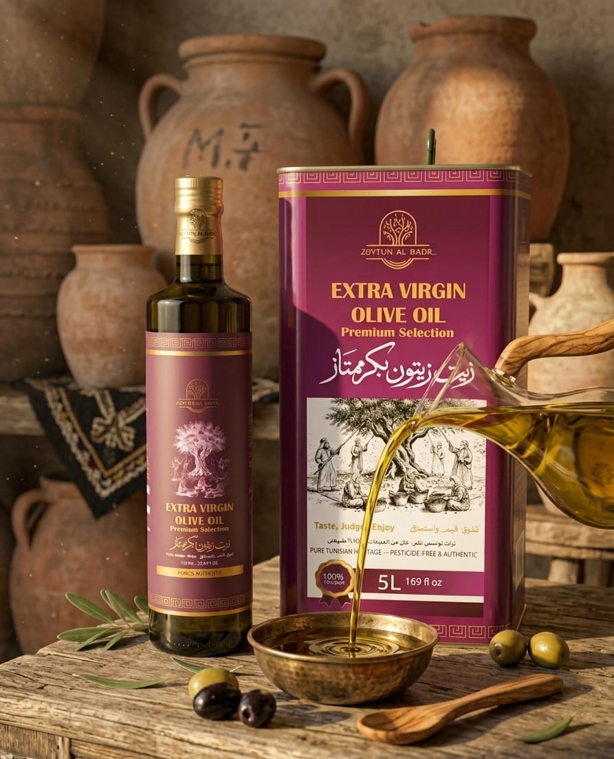 Zaytun Al Badr bottle and tin in terracotta setting